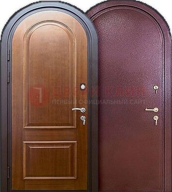 Железная арочная дверь с МДФ внутри ДА-14 в Коломне