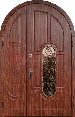 Арочная двухстворчатая стальная дверь Винорит ДА-54 в Коломне
