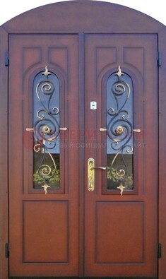 Двухстворчатая стальная дверь Винорит в форме арки ДА-55 в Коломне