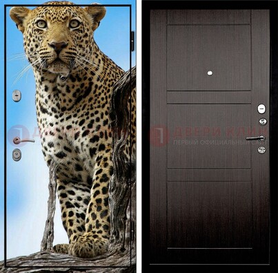 Железная дверь с рисунком гепарда снаружи ДФ-27 в Коломне