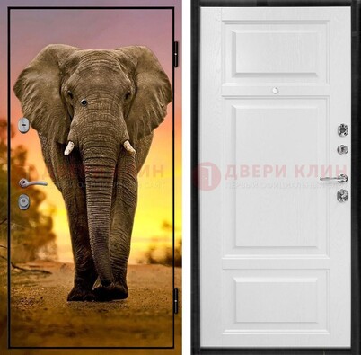 Металлическая дверь с фотопечатью слона ДФ-30 в Коломне