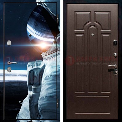 Стальная дверь с фотопечатью космонавта ДФ-4 в Коломне