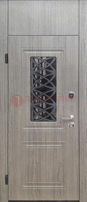 Металлическая дверь Винорит стекло и ковка с фрамугой ДФГ-33 в Коломне