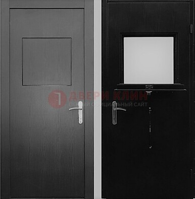 Черная стальная дверь в кассу ламинат внутри ДКС-3 в Коломне