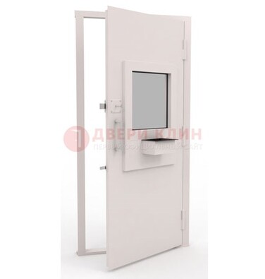 Белая металлическая дверь в кассу с нитроэмалью ДКС-4 в Коломне