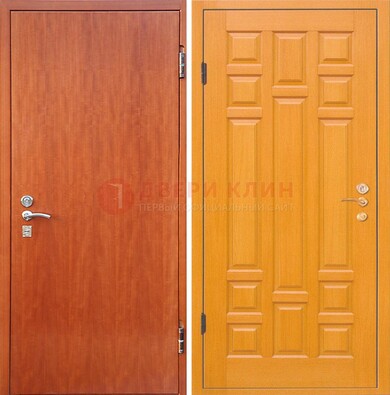 Оранжевая входная дверь с ламинатом МДФ внутри ДЛ-21 в Коломне