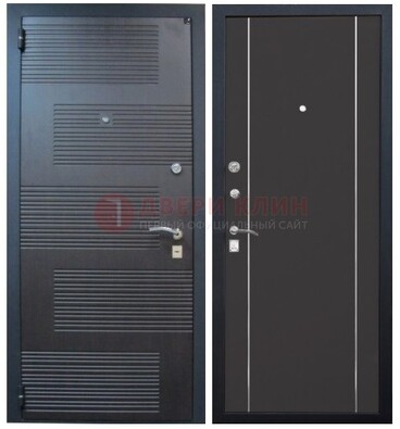 Темная металлическая дверь с МДФ ДМ-105 в деревянный дом в Коломне