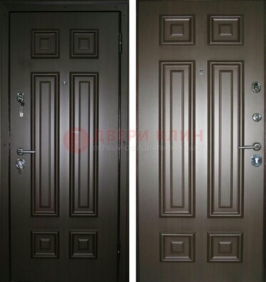 Темная металлическая дверь с МДФ ДМ-136 в квартиру в Коломне