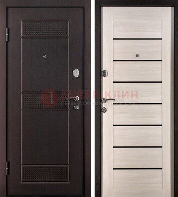 Темная стальная дверь с МДФ ДМ-147 для улицы в Коломне