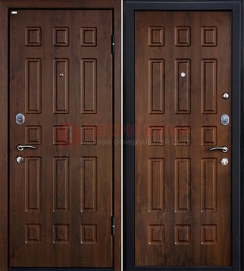 Коричневая металлическая дверь с МДФ ДМ-156 для квартиры в Коломне