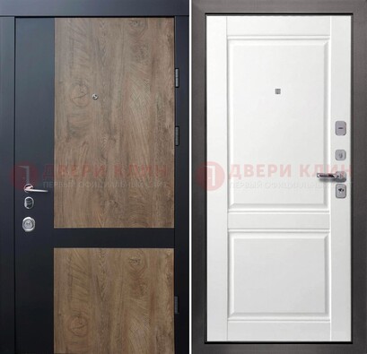 Черно-коричневая входная дверь с терморазрывом и МДФ ДМ-192 в Коломне