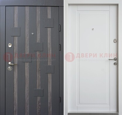 Темная металлическая дверь c белом МДФ внутри ДМ-231 в Коломне