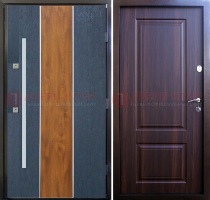 Современная входная дверь и с коричневой МДФ внутри ДМ-236 в Коломне