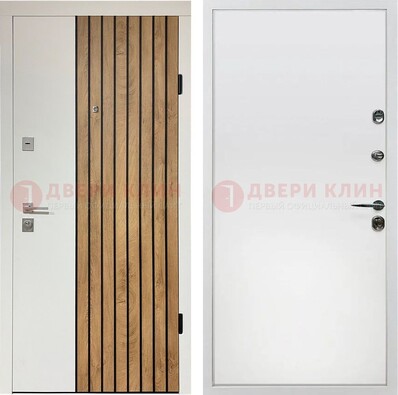 Белая с коричневой вставкой филенчатая дверь МДФ ДМ-278 в Коломне