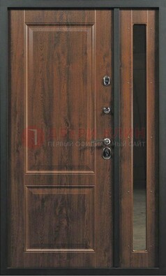 Темная железная дверь с панелью МДФ с зеркалом ДМ-338 в Коломне