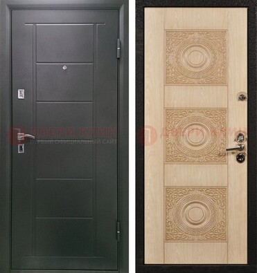 Темная железная дверь с МДФ в квартиру ДМ-344 в Коломне