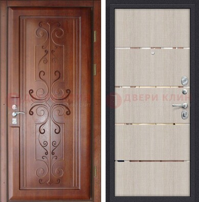 Металлическая дверь с панелями МДФ и вставками ДМ-358 в Коломне