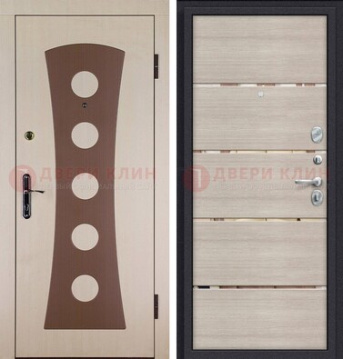 Светлая металлическая дверь с МДФ в квартиру ДМ-365 в Коломне