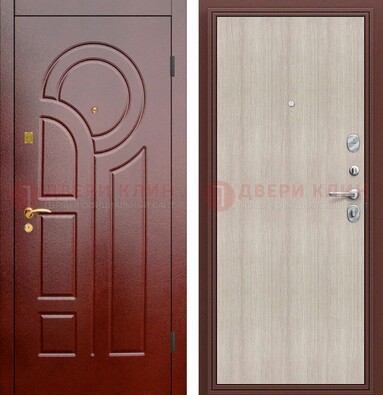 Красная металлическая дверь с МДФ панелями ДМ-368 в Коломне