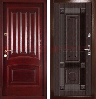 Красная стальная дверь с филенчатой МДФ ДМ-398 в Коломне