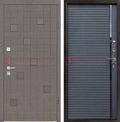 Темная стальная дверь с панелями МДФ хайтек ДМ-467 в Коломне
