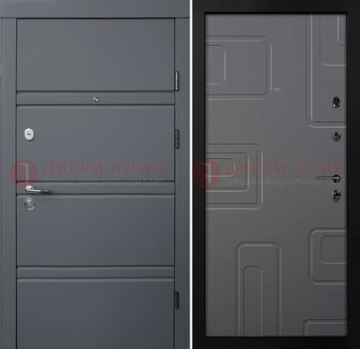 Серая металлическая дверь с МДФ в квартиру ДМ-485 в Коломне