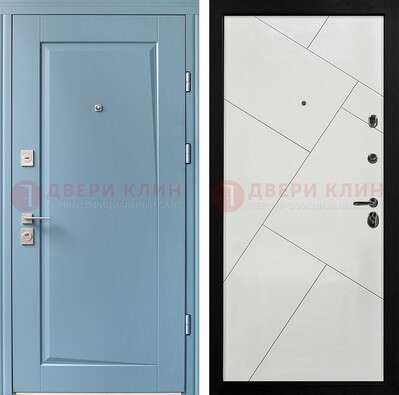 Синяя железная дверь с МДФ панелями ДМ-491 в Коломне