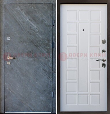 Железная дверь с МДФ серая и белая ДМ-505 в Коломне