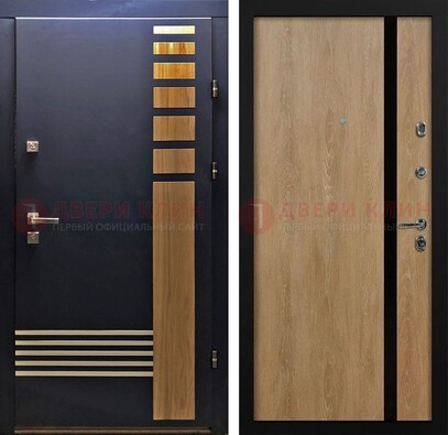 Черная металлическая дверь с МДФ хайтек ДМ-513 в Коломне