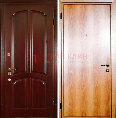 Темная железная дверь с массивом дуба ДМД-13 в Коломне