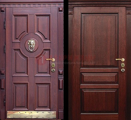 Темная входная дверь с массивом дуба с декоративной вставкой ДМД-6 в Коломне