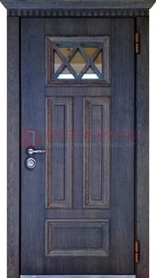 Железная дверь с массивом и стеклом с филенкой ДМД-70 в Коломне