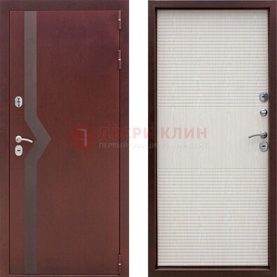 Бордовая металлическая дверь с порошковым напылением ДП-100 в Коломне