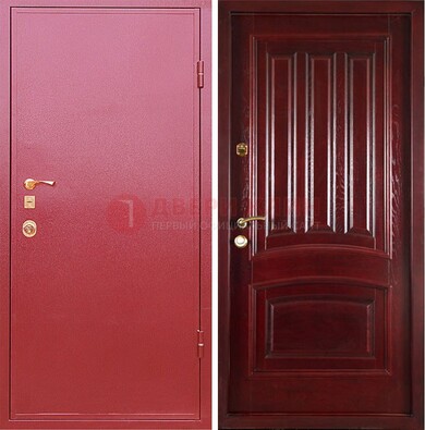 Красная металлическая дверь с порошковым напылением ДП-165 в Коломне