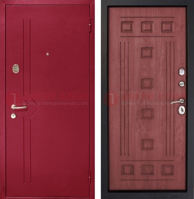 Красная железная дверь с порошковым напылением ДП-242 в Коломне