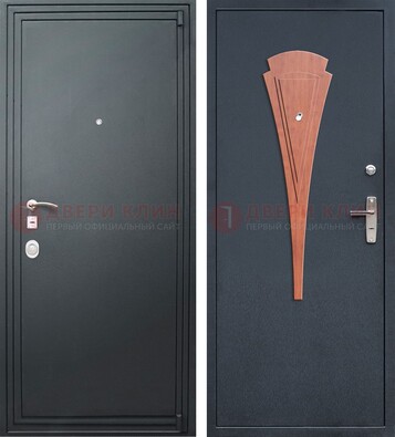 Черная железная дверь с порошковым покрытием и накладкой МДФ внутри ДП-245 в Коломне