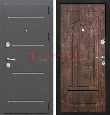Железная дверь Антик серебро с порошковым напылением и МДФ Тисненый орех ДП-260 в Коломне