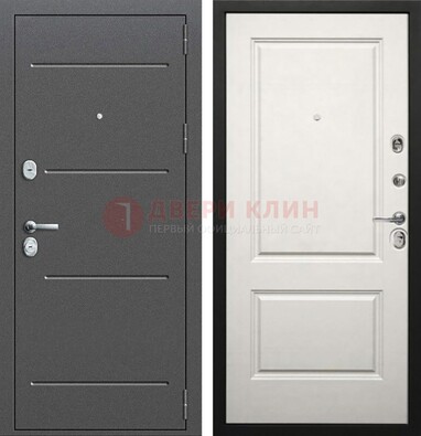 Серая стальная дверь с порошковым покрытием и светлой МДФ ДП-266 в Коломне