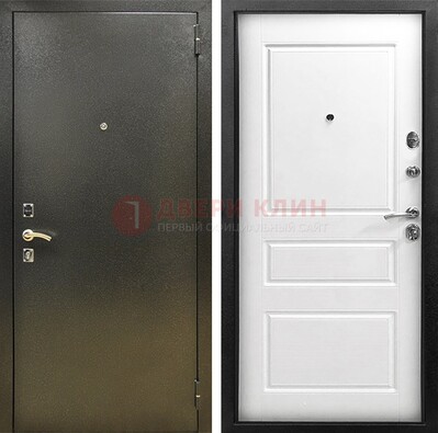 Входная дверь Темное серебро с порошковым напылением и белой МДФ ДП-272 в Коломне
