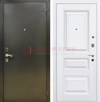 Железная темно-серая дверь с порошковым напылением и белой МДФ ДП-274 в Коломне