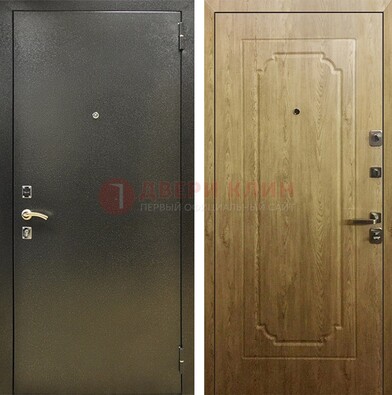 Темно-серая входная дверь с порошковым покрытием и МДФ Золотой дуб ДП-291 в Коломне