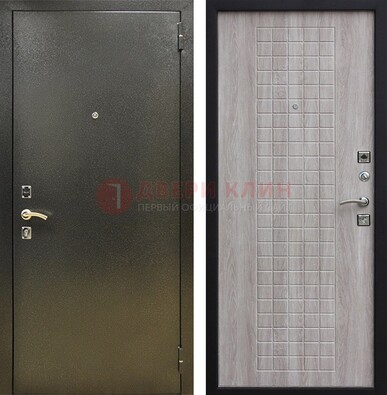 Железная темная дверь с порошковым покрытием и филенчатой МДФ ДП-297 в Коломне