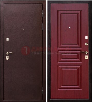 Бордовая входная дверь с порошковым окрасом ДП-36 в Коломне