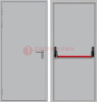 Белая металлическая противопожарная дверь с длинной ручкой ДПП-14 в Коломне