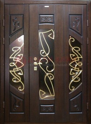 Парадная дверь со стеклом и ковкой ДПР-1 в каркасный дом в Коломне