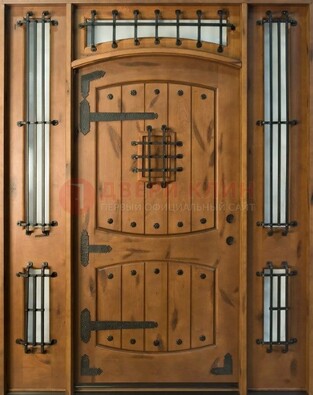 Парадная дверь с коваными элементами ДПР-68 в коттедж в Коломне