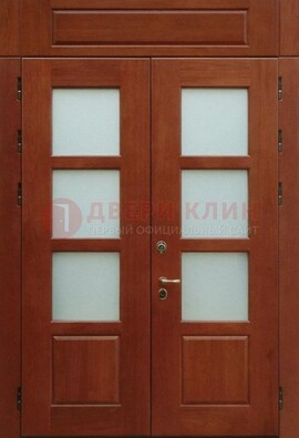 Металлическая парадная дверь со стеклом ДПР-69 для загородного дома в Челябинске