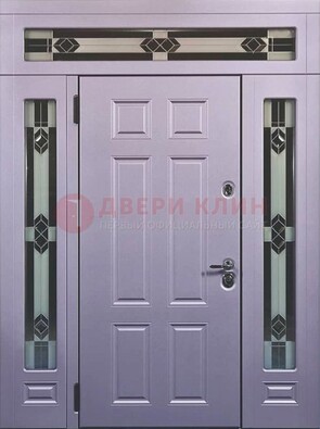 Филенчатая железная парадная дверь с фрамугами ДПР-82 в Коломне