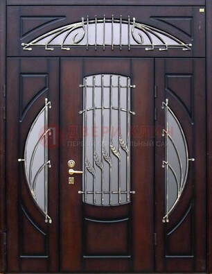 Парадная дверь со стеклянными вставками и ковкой ДПР-9 для улицы в Коломне