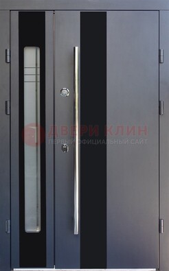 Серая стальная дверь со стеклом ДС-11 в Коломне